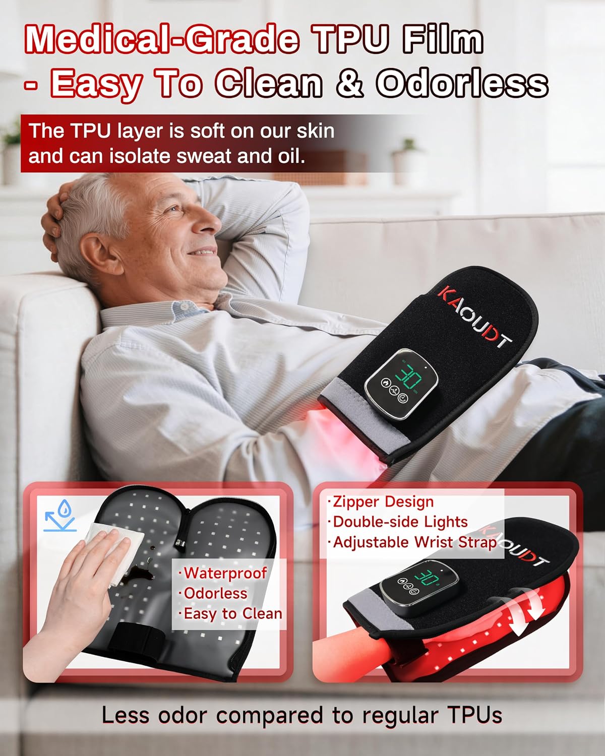 Cordless Red Light Therapy Glove for Hand Finger Wrist Pain, FSA&HSA, Black