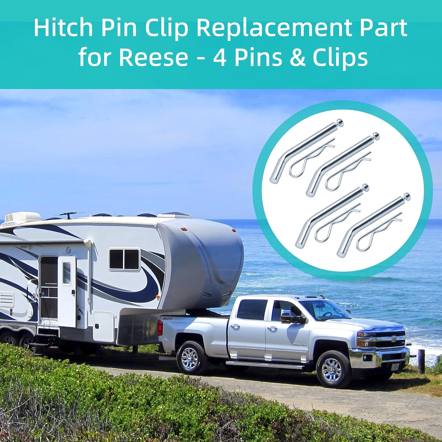 5th Wheel Pull/Clip Pins - 4 Pack Fit #6000, #6001, #6002, #6021, #6022, #6030, #6032, #30031, #30032, #30033, #30034, #30046, #30047, #50415, #50416, #50536, #58079