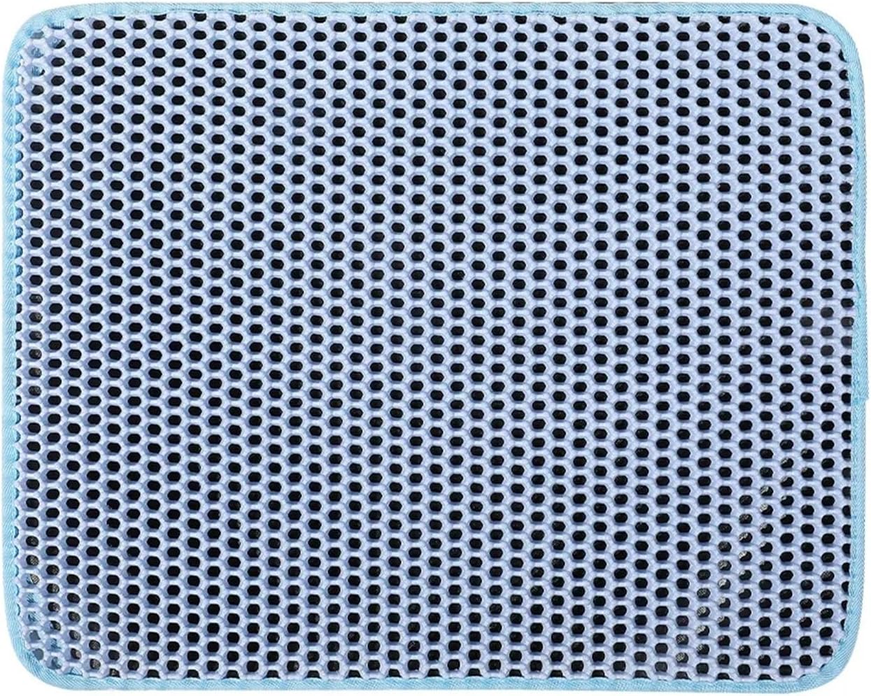 Cat Litter Mat Non Slip Big Pet Box Filter Double Layer Wear Resistant Waterproof Clean Supplies(Blue,55x75cm)