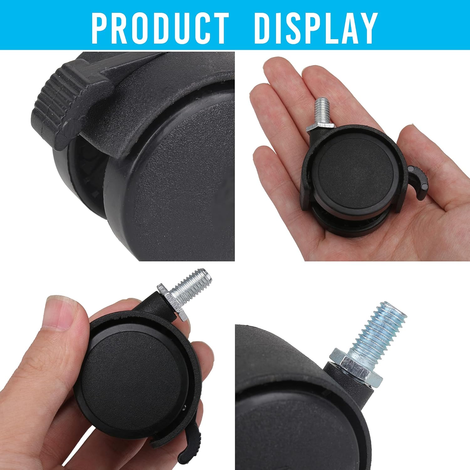 RDEXP Office Home Furniture Accessories 1.5"" Swivel Wheel Caster Chair Caster Brake Pack of 4: Furniture & Decor