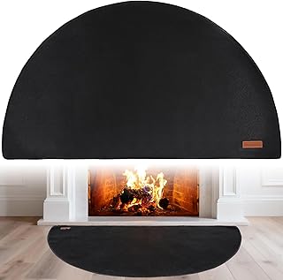 Fireplace Rugs Fire Resistant - 24 X 42 Inch Half Round Fire-Proof Hearth Blanket Mat Carpet Protector for in Front of Fireplace for Stove, Decks, Indoor, Outdoor, Fire Pit, Grill & Floor