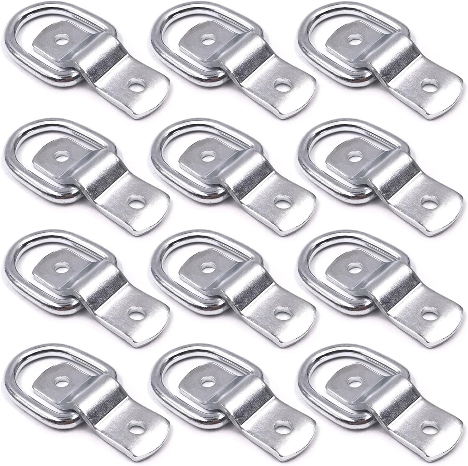 12 Pack D-Ring Tie Downs, 1/4" Anchor Lashing Ring for Loads on Trailers Trucks RV Campers Vans ATV SUV Boats Motorcycles etc Vehicles, Heavy Duty Tie Down with Mounting Bracket