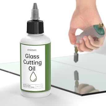 Premium 4 oz Stained Glass Cutting Oil for Glass Cutter, Tile Cutter Oil for All Glass Cutting Tools, Bottle Cutting Supplies, Glass Repair and More