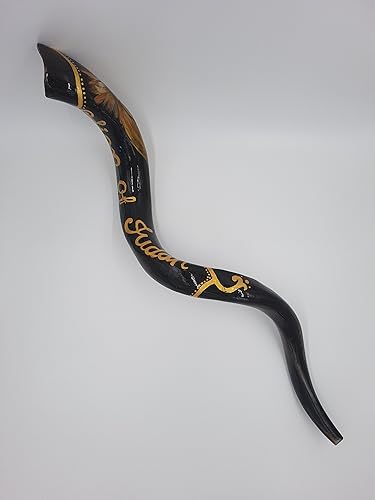 Miniatura 3 de Kudu Shofar pintado extra grande - 40-42 pulgadas Jerusalén y León de Judá diseño + bolsa Shofar