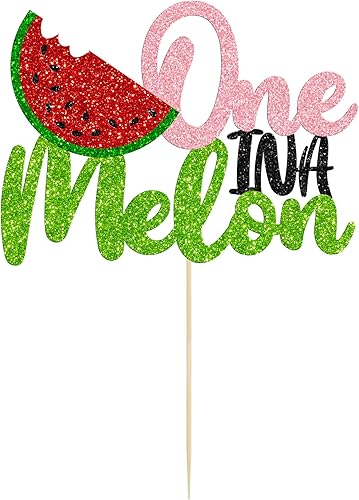 Miniatura 3 de 1 paquete de decoración de pastel de sandía uno en un melón para pastel de sandía, primer cumpleaños, bebé, niña, primer cumpleaños, fiesta de