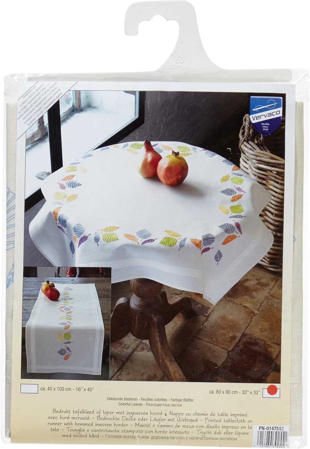 Vervaco Cross Stitch Tablecloth Kit Colourful Leaves 32" x 32"