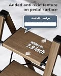 HillhutApex 3 Step Stool, Aluminum Foldable Step Ladder, Lightweight Stable Stool with Wide Non-Slip Pedals, 330lbs Bearing Capacity Ladder for Office,Home,Kitchen - Walnut
