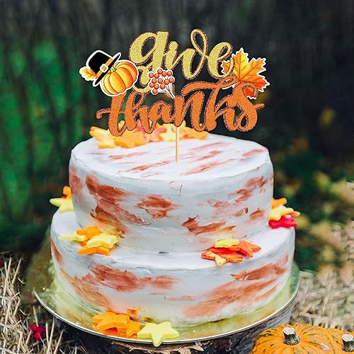 Miniatura 7 de Ercadio 1 paquete de decoración para tartas con purpurina para otoño, cosecha de otoño, decoración de pasteles de Acción de Gracias para fiesta de