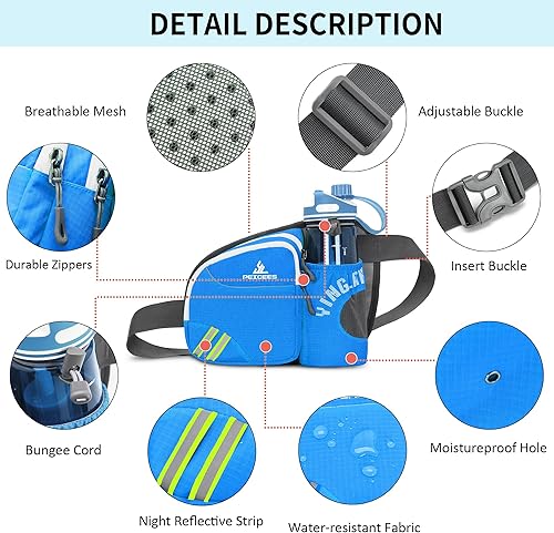 Miniatura 4 de Peicees Riñonera con soporte para botella de agua para hombres y mujeres, senderismo, correr, pasear al perro, para todos los teléfonos (botella no