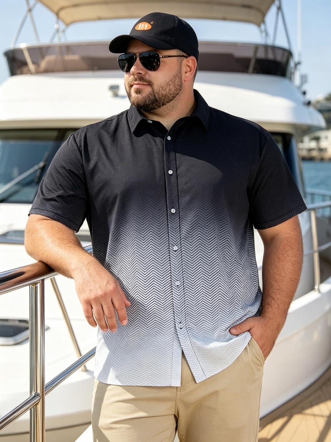 Cozople Men's Big and Tall Hawaiian Shirt Wrinkle-Free Dry Fit L-5XLT | Plus Size Short Sleeve Button Down Tropical Beach Vacation Shirt Luau Party Top Breathable Quick Dry Relaxed Fit for Big Men