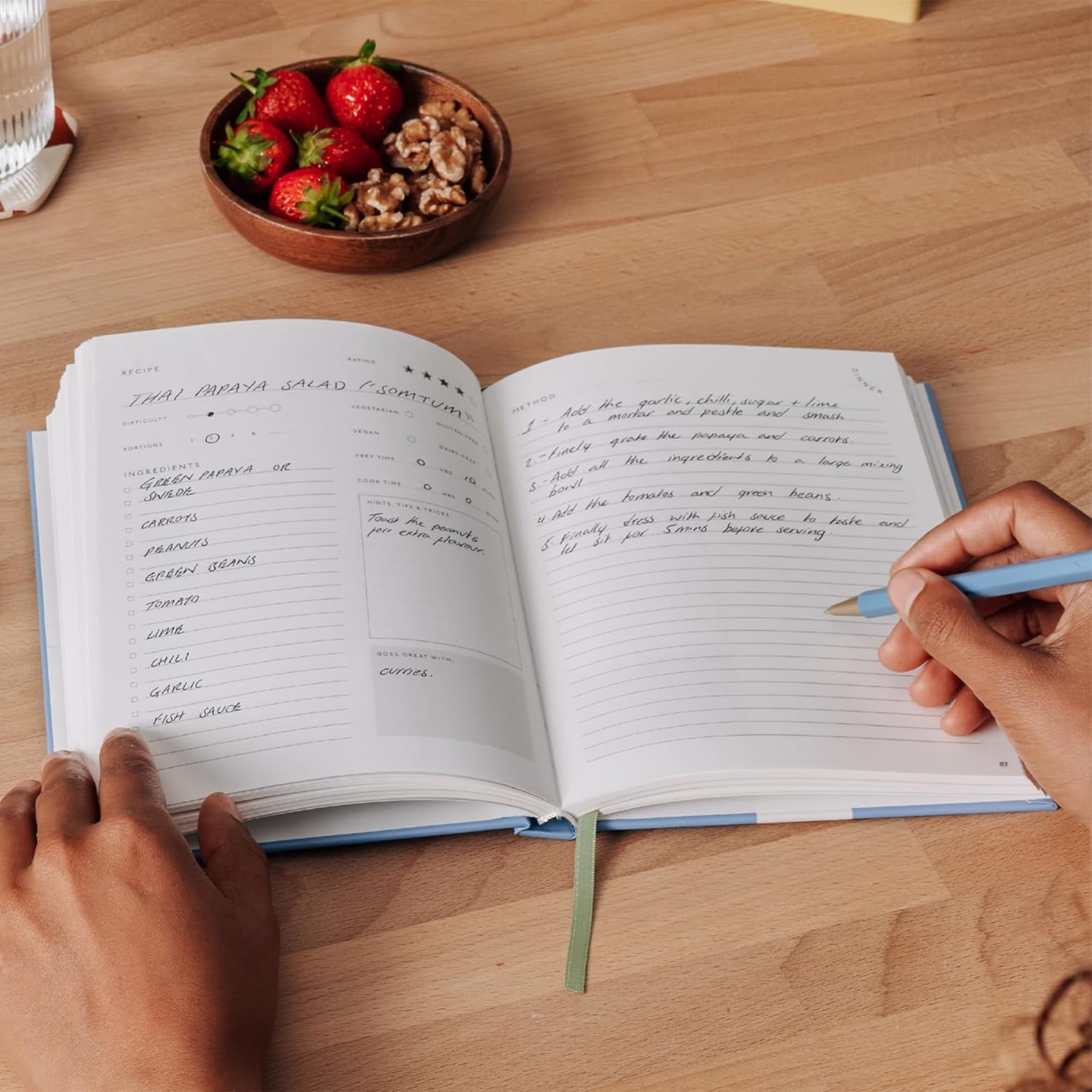Papier Recipe Journal - Harvest, Navy, 8.46" L x 6.02" W, Hardback | Preserve Family Traditions | Silk Finish | Well Organised and Durable | Space for Cooking Hints & Tips