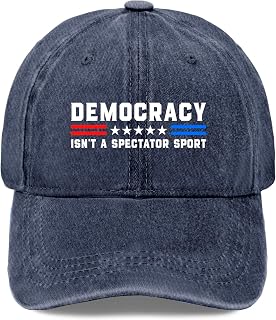 Democracys Isn't A Spectators Sport Hats for Women Fashion Washed Distressed