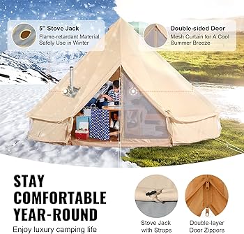 UKGlamping Canvas Tent Bell Tent Yurt With Stove Jacks Camping