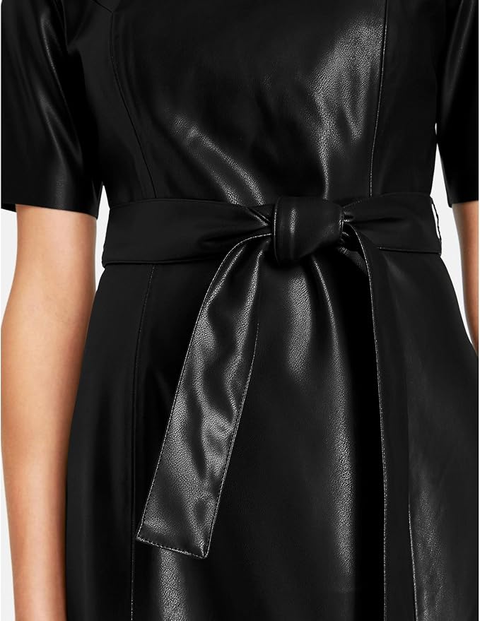 Taifun Damen Kleid In Leder Optik Figurumspielend Amazon De Fashion 