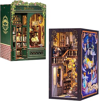 CUTEBEE Book Nook Kit, DIY Dollhouse Miniature House Booknook for Adults and Teens, Bookshelf Insert Decor, Bookends Model Build-Creativity Gift Kit for Friends and Family