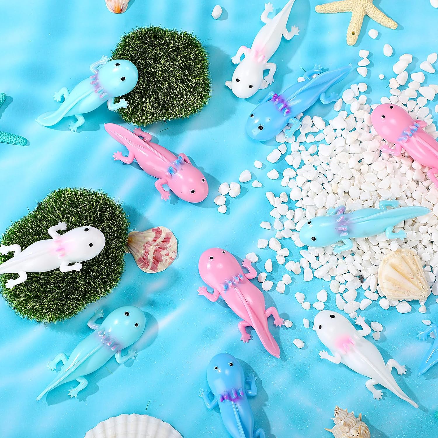 JellyArch 28 Sets Axolotl Party Favors Bulk for Kids Rubber Axolotl Finger Slingshot Toy with Cards Summer Birthday Party Supplies Student Gifts Game Prizes Stress Relief