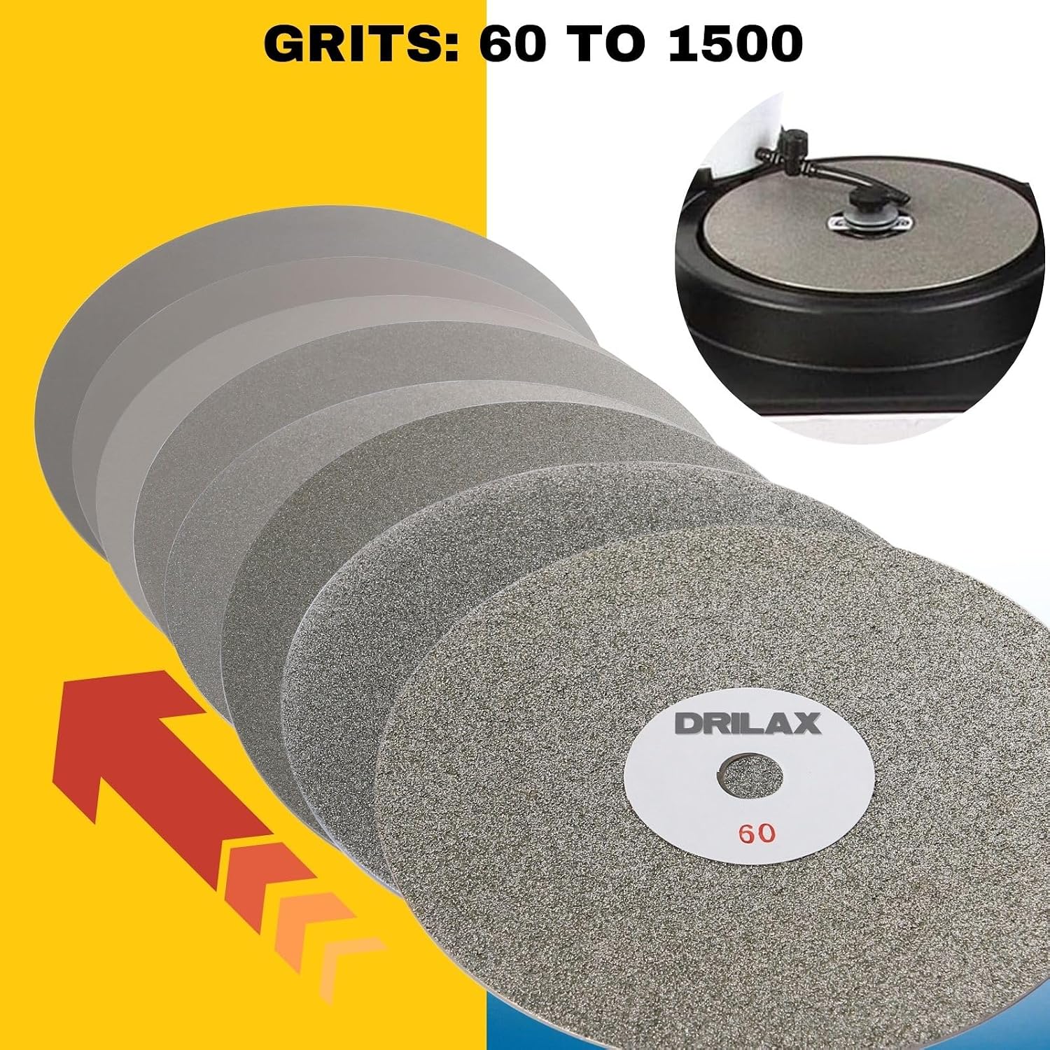 6 inch Grit 80 Diamond Flat Lap Disc 6" x 1/2" Diamond Polishing Disc Wheel Lapping Grinding Disc Tool for Polishing, Cleaning Sanding Stone and Glass