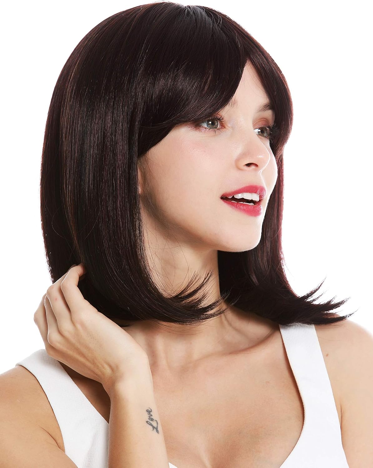 WIG ME UP - VK-3-1BSP33H99J quality women's wig short shoulder length long bob sleek Balayage black mahogany red highlights highlighted - Image 3