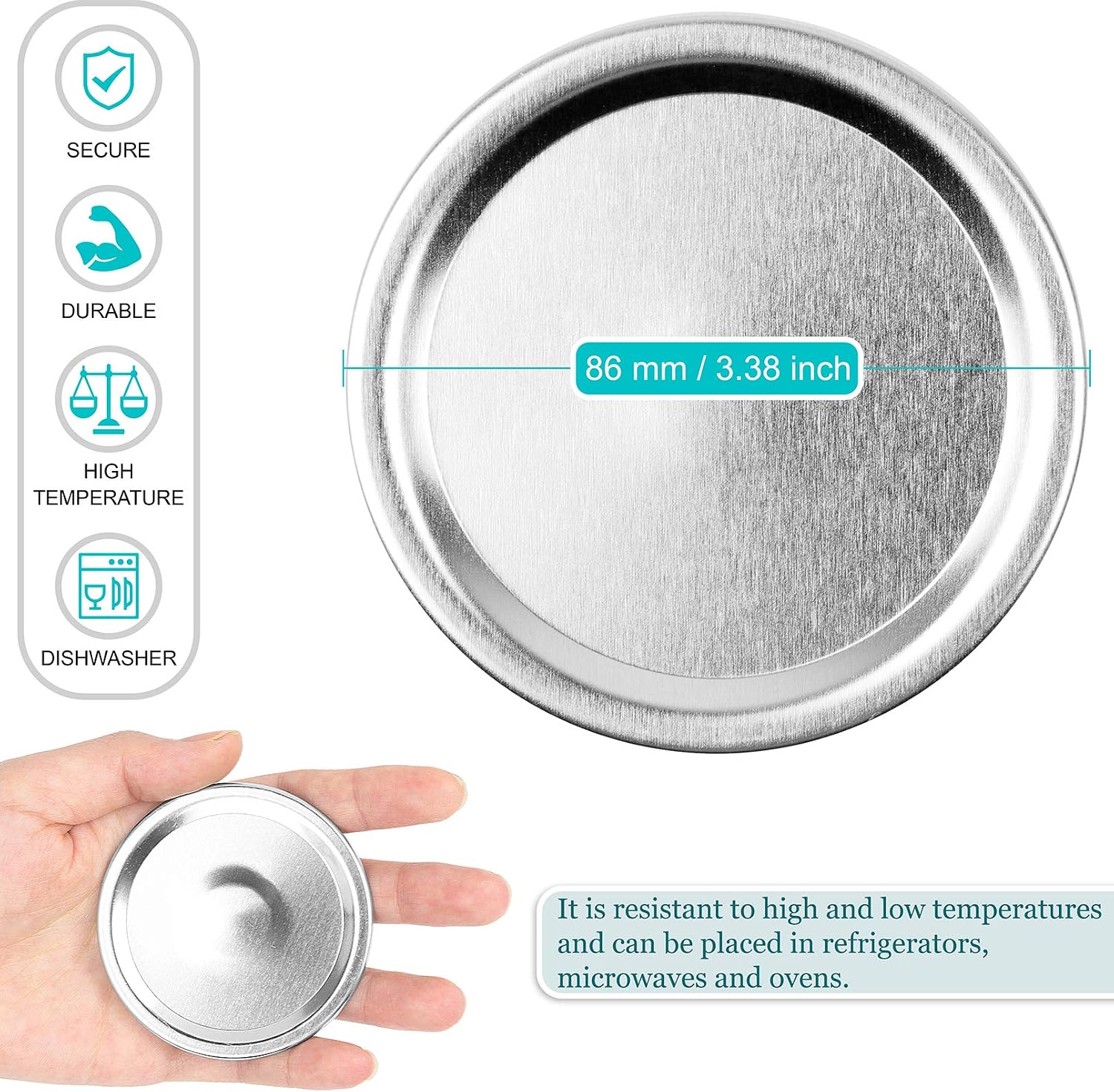 100-Count Wide Mouth Canning Lids for Ball, Kerr Jars, Mason Jar Lids Split-Type Reusable for Jam, Honey, Wedding Favors, Baby Foods, 100% Fit & Airtight for Regular Mouth Jars (100-Count, 86 mm)