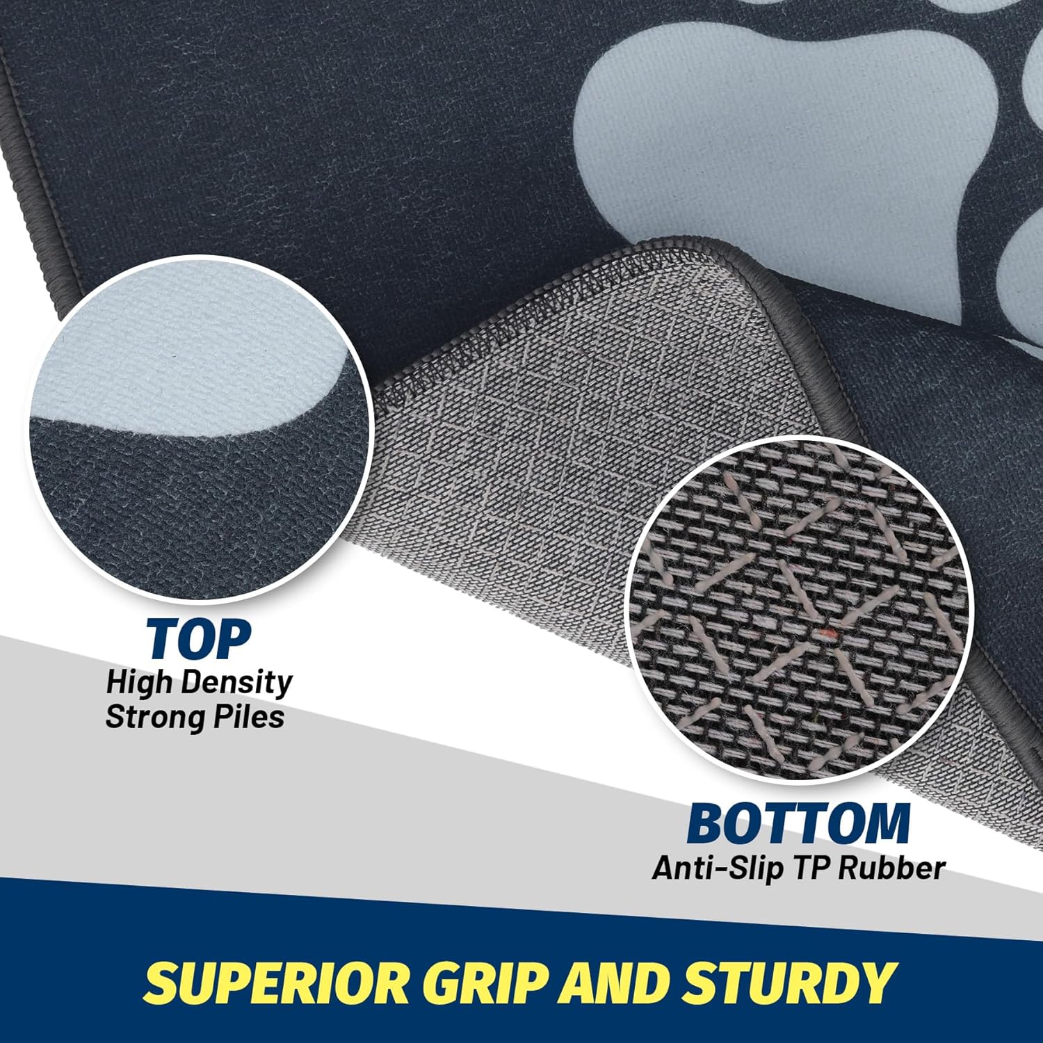 Dog Door Mat for Muddy Paws 30"x20" Indoor and Outdoor Entrance Doormat Low-Profile Washable Entryway Rug, Rubber Backing Non Slip Front Door Mats Absorbent Dirt Trapper Carpet Grey - Image 4