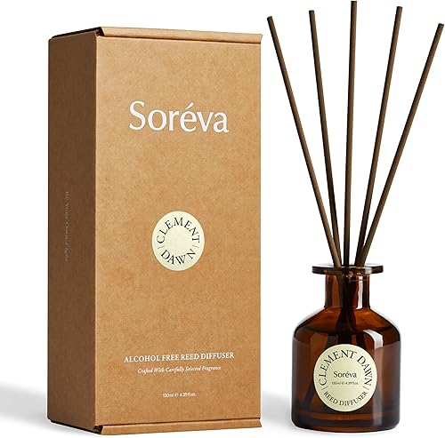 Soréva - Juego de difusor de varillas a base de plantas, clementina brillante y cítricos frescos, aromaterapia estimulante para atención plena,