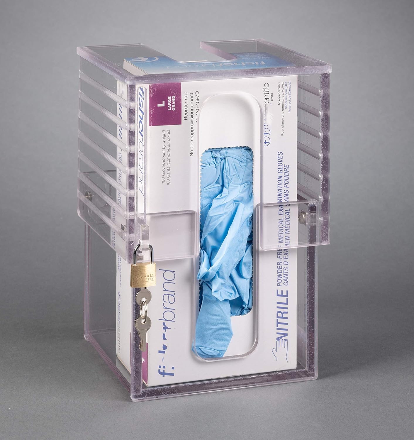 Universal Wipe Cannister Holder-Locking, Adjustable (Padlock, Wall Mount)