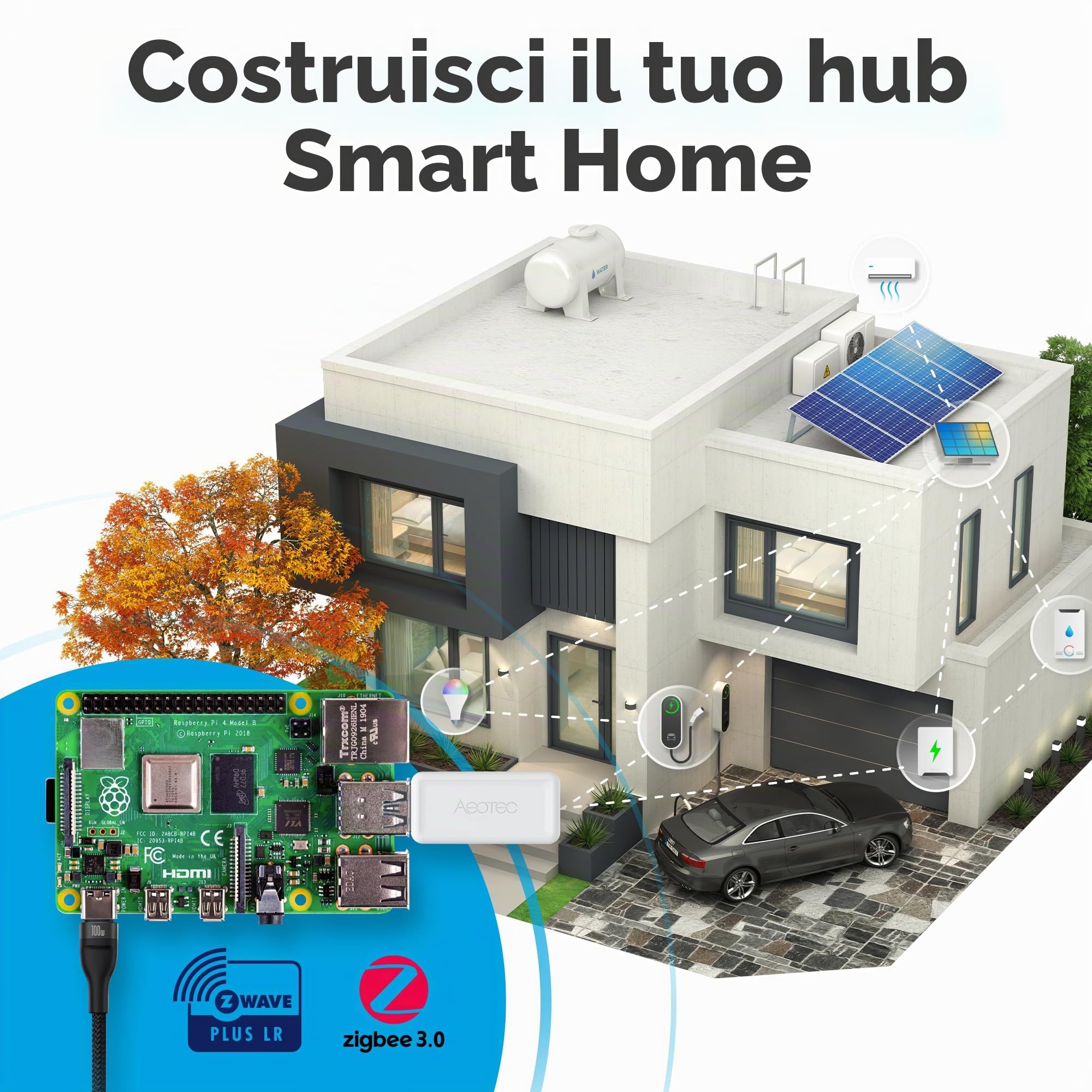 AEOTEC Z-Stick 10 Pro - Zigbee 3.0 & Z-Wave 800 Series Adattatore USB - Funziona con HomeAssistant - Zigbee2MQTT - Controller Z-Wave - Z-Wave Long Range - Fino a 1 km di portata - Senza cloud