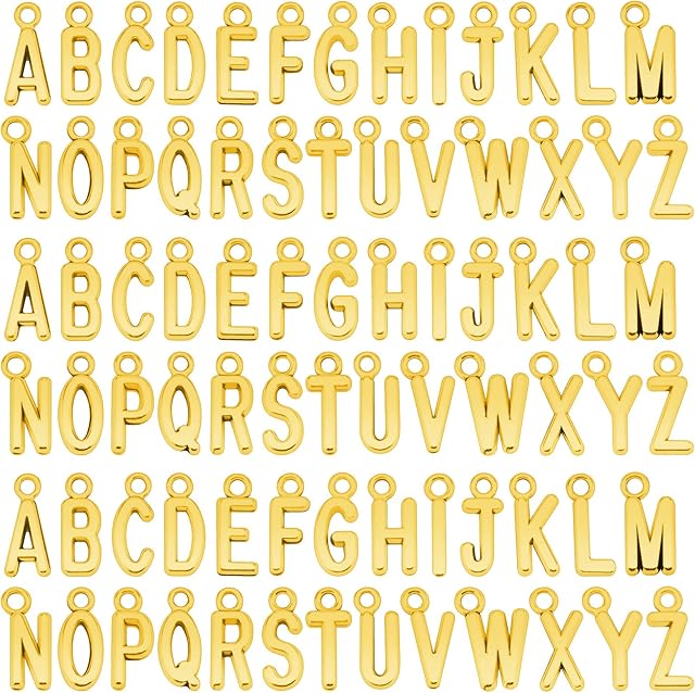 SAVITA Letter Charms Mini Uppercase Alphabet A-Z Zinc Alloy Bracelet Necklace Pendants for DIY Jewelry Making