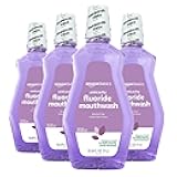Amazon Basics Anticavity Fluoride Mouthwash, Alcohol Free, Violet Mint, 1 Liter, 33.8 Fluid Ounces, 4-Pack (Previously Solimo)