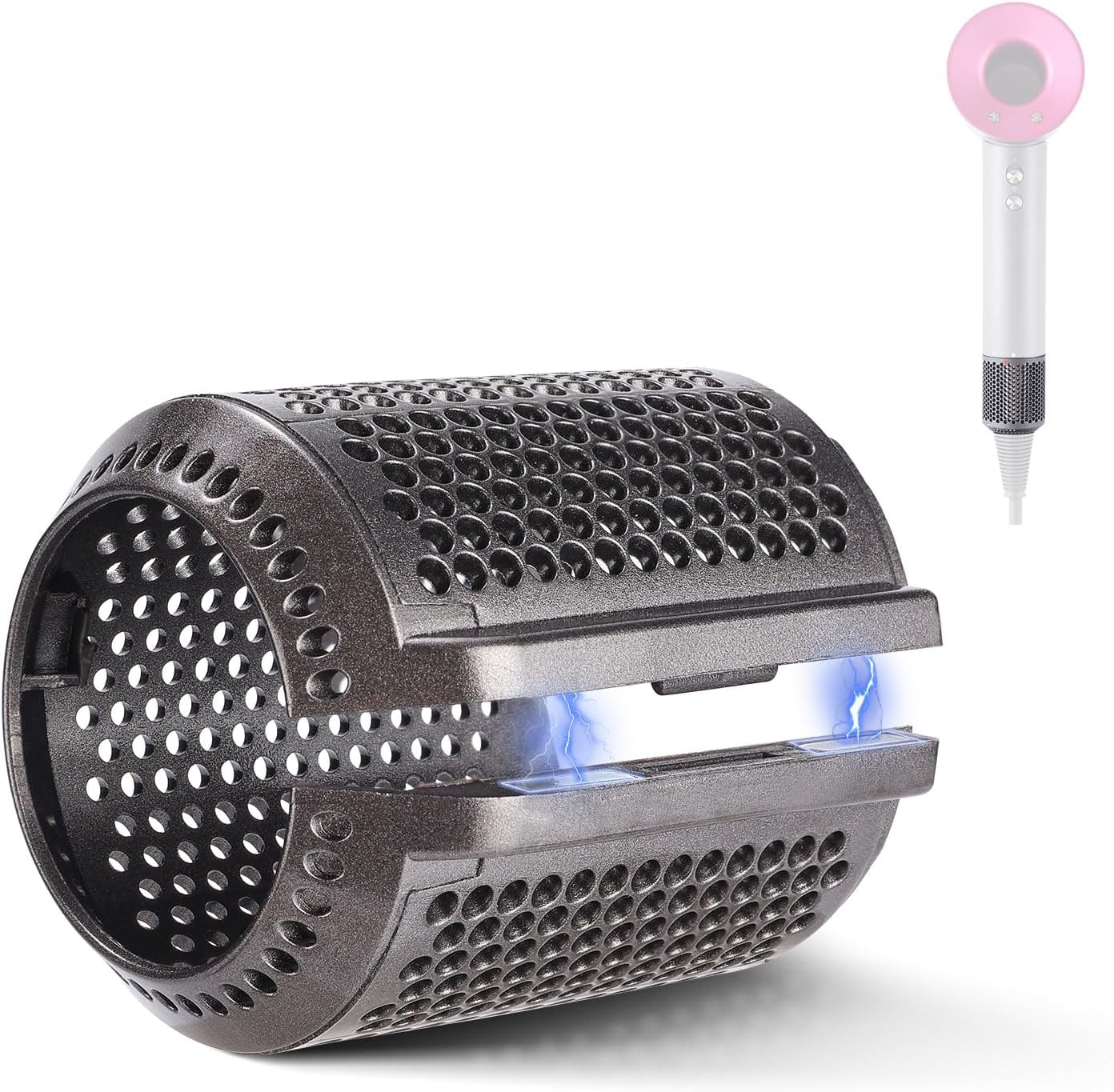 Magnetic Hair Dryer Filter Mesh Replacement for Dyson Supersonic HD01 HD03 HD08 HD15 Models, Hair Dryer Outer Filter Cage Repair Parts (Metallic Grey)