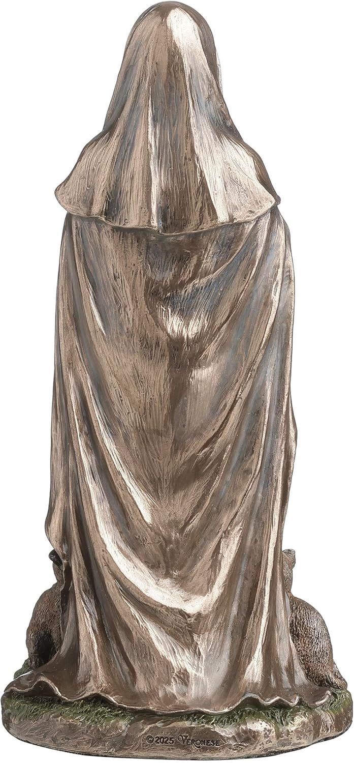 Veronese Design 6 Inch Saint Gertrude of Nivelles Cold Cast Resin Bronze Finish Statue Religious Gift