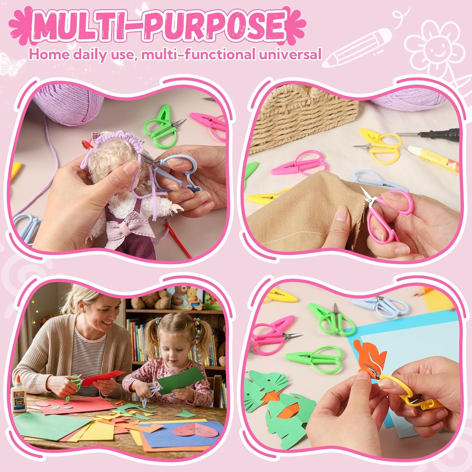 32 Pack Mini Scissors Thread Snips Tiny Colorful Small Sharp Scissors All Purpose with Cover Travel Scissors for Crafts Sewing Embroidery Paper Cutting DIY 4 Colors