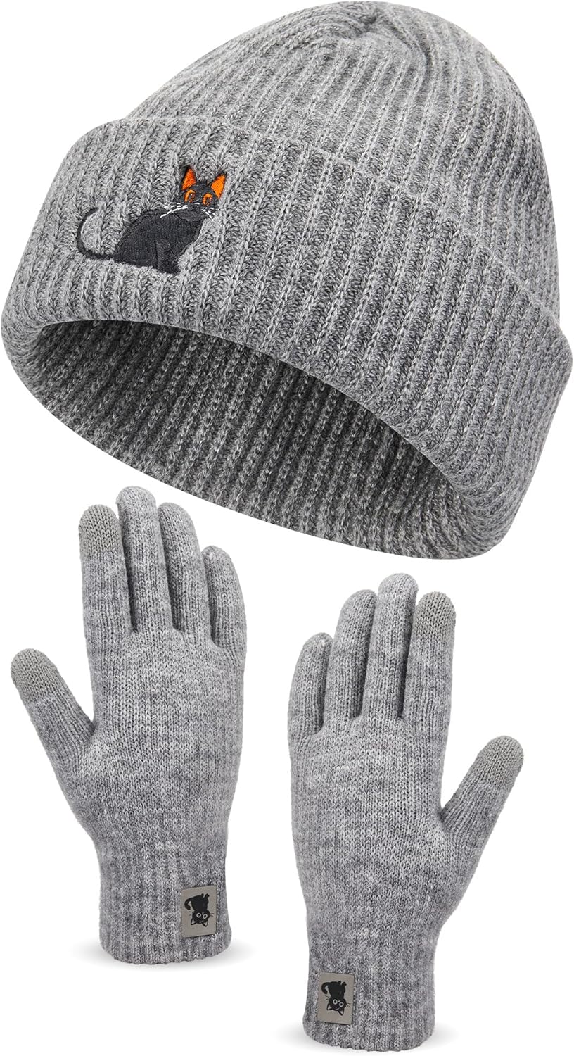 Geyoga Ensemble Bonnet, écharpe, Gants D'hiver Pour Femme, Chapeaux