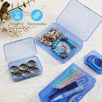 Goodma 8 Pieces Rectangular Plastic Storage Boxes, Blue, 115x85x28mm
