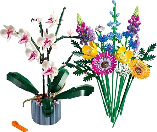 LEGO Icons Botanicals Bundle: Includes Wildflower Bouquet (10313) and Orchid (10311), Botanical Collection Sets with Artificial Flowers and Plants, Crafts for Adults, Home Decor Gift for Her or Him - 2