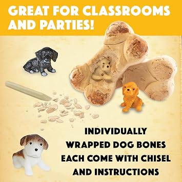 MindWare Dig it Up! Puppies Excavation Kit - Educational Toys for Kids 4 and Up - Dig Kit with 12 Bones, 12 Puppy Figurines, 12 Chisels - Ideal for Group Activities, Events or Classroom Brain Breaks