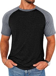 Runcati Mens Casual Slim Fit T Shirts Raglan Short Sleeve Crewneck Baseball Tees Color Block Workout Fashion Shirt