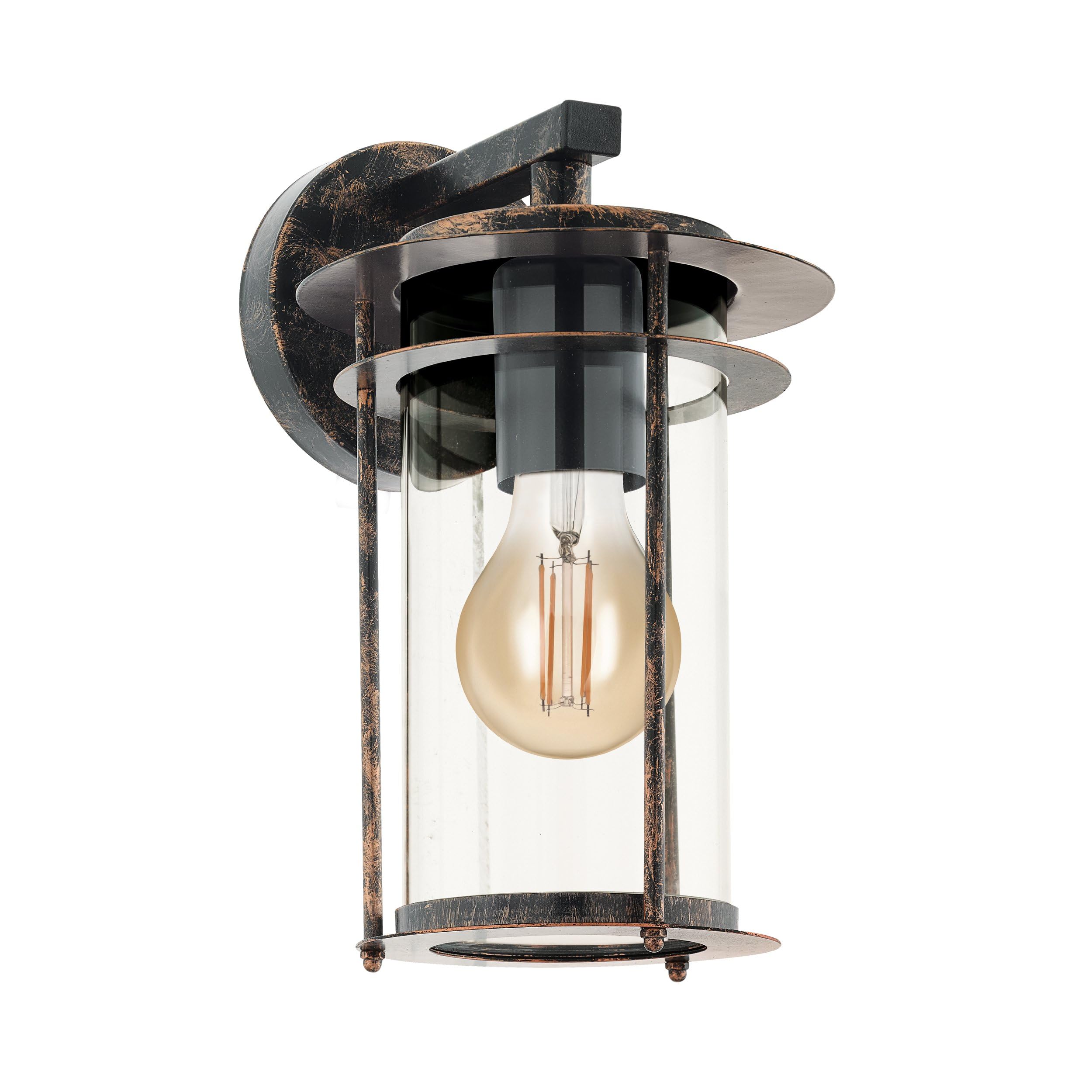 Eglo Lampada da parete esterna Valdeo, lampada da esterno a 1 | fiamma, applique in acciaio zincato, colore: rame antico, vetro trasparente, attacco E27, IP44