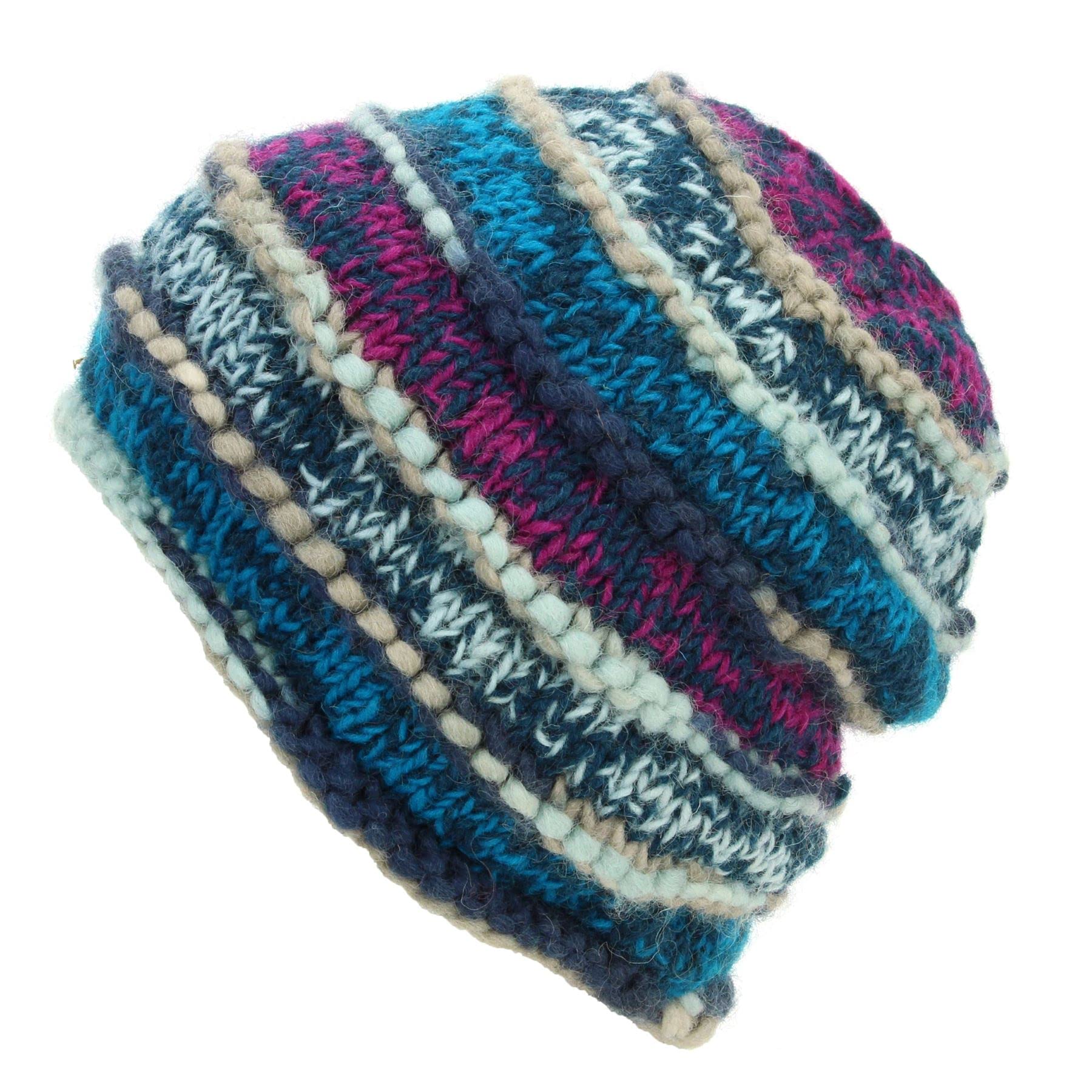 Loudelephant 17 Blue Hand Knitted Wool Beanie Hat