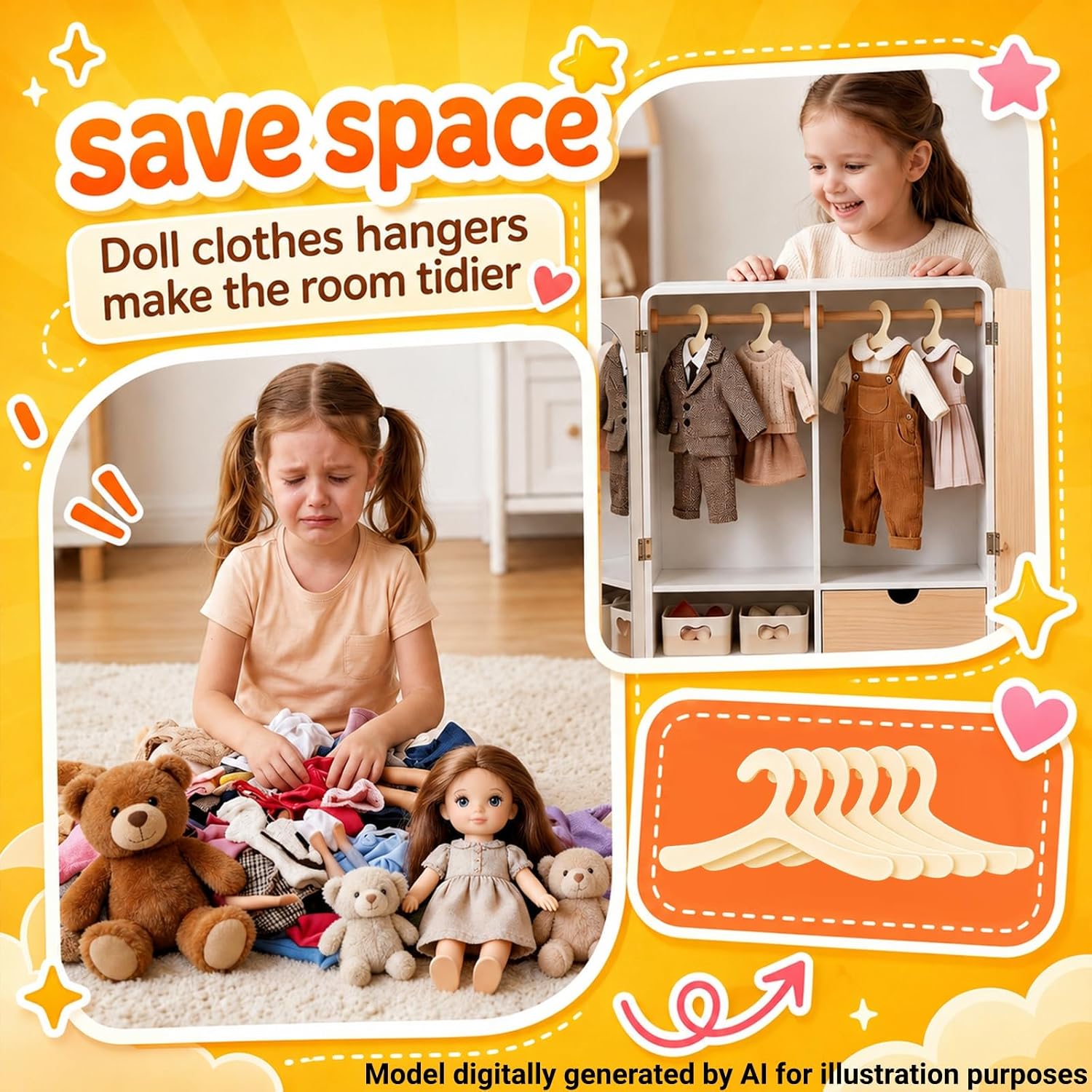 60 Pieces Dog Clothes Hangers, 7.5 Inch Plastic Pet Clothes Hanger