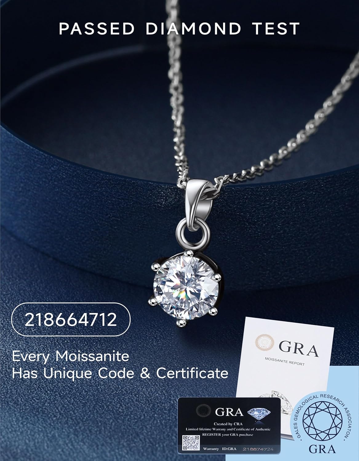 MomentWish Women's Necklace, Anniversary Sparkling Gifts for Wife, 1/2Carat Moissanite Necklace for Women, Lab Created Diamond Necklace, 925 Sterling Silver Necklace for Birthday Christmas Gift - Image 4