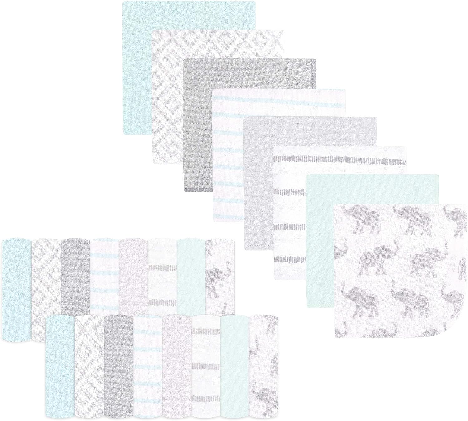 Hudson Baby Unisex Baby Rayon from Bamboo Washcloth Bundle, Sharks, One Size