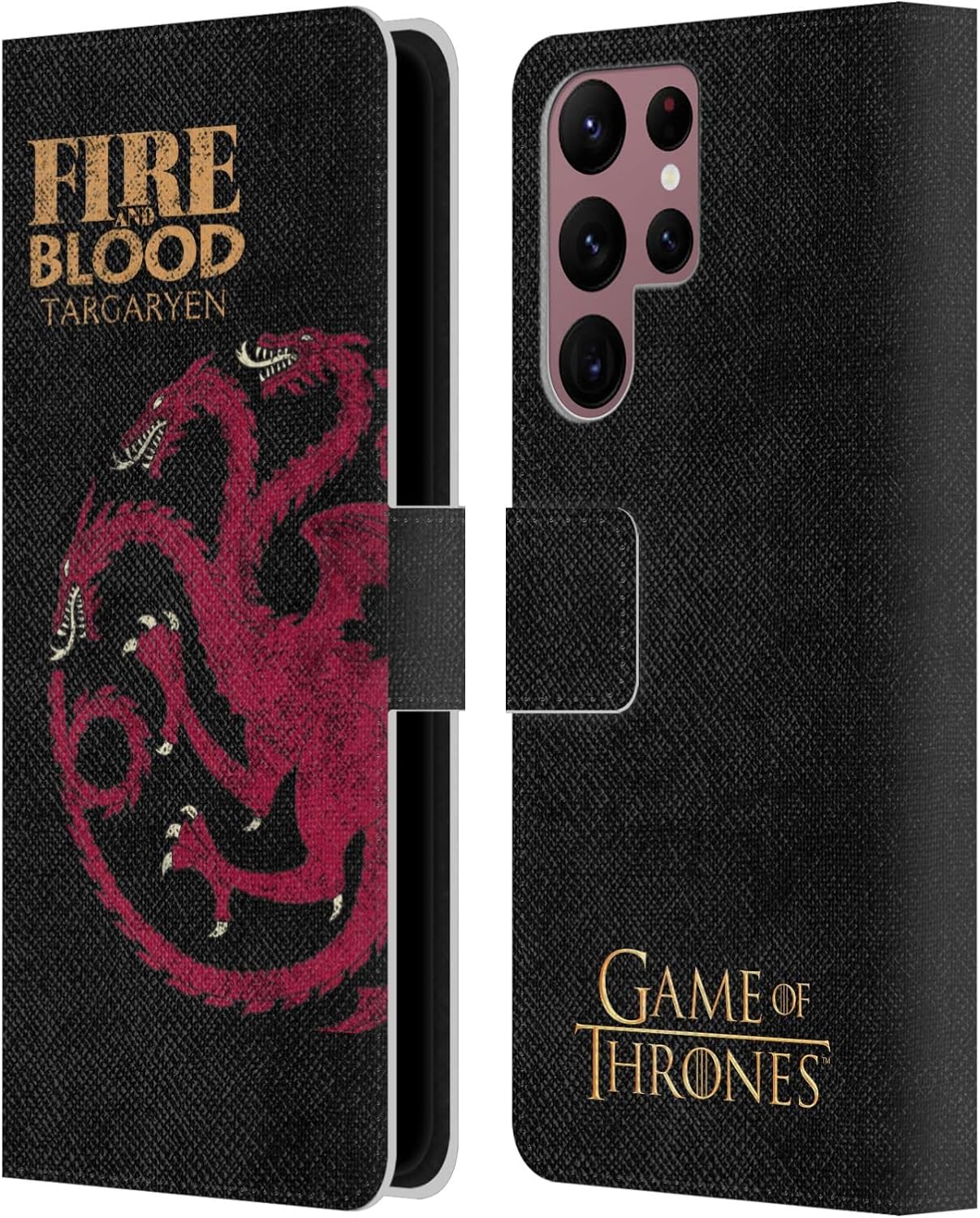 Head Case Designs Officially Licensed HBO Game of Thrones Targaryen House Mottos Leather Wallet Case Compatible with Samsung Galaxy S22 Ultra 5G