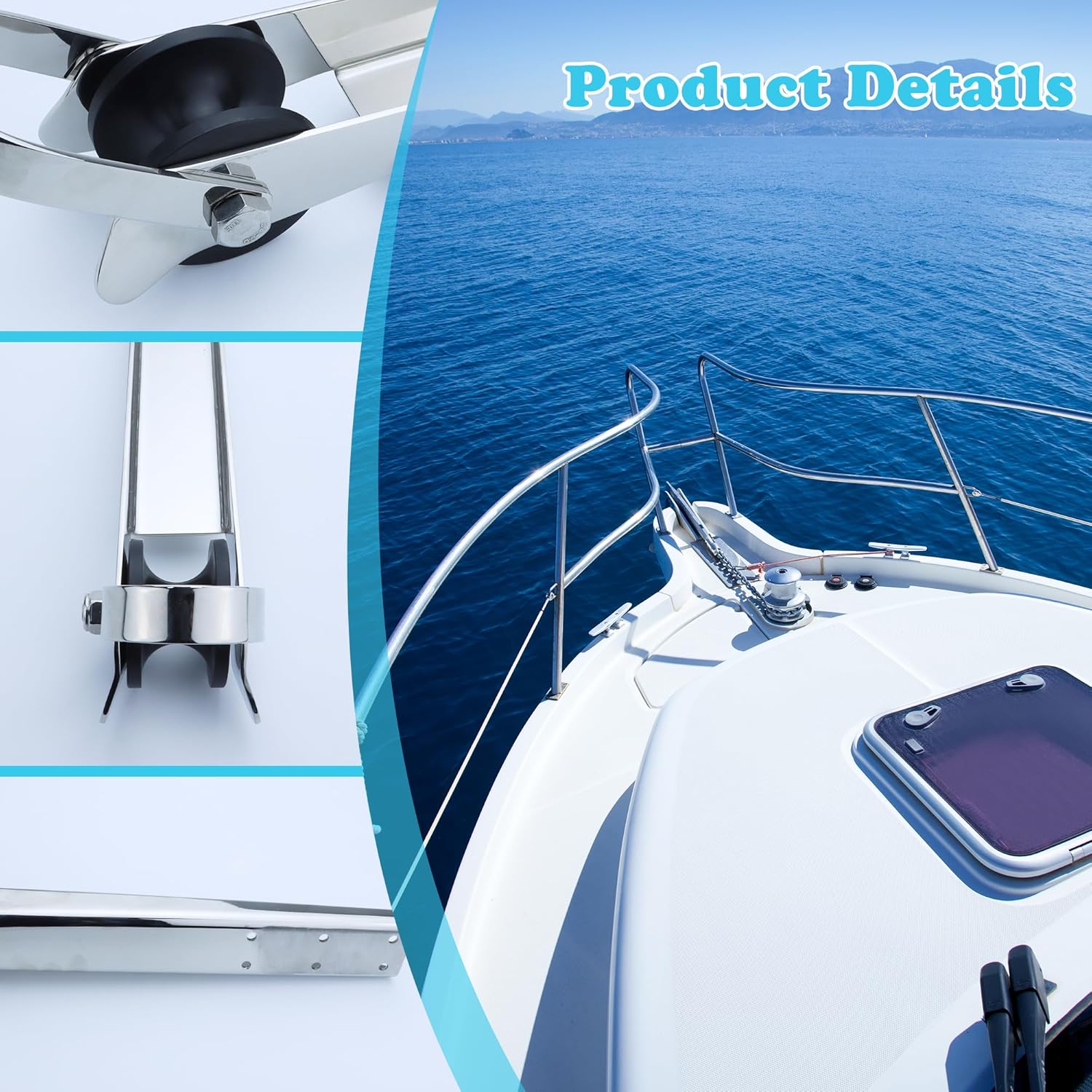 Marine Bow Anchor Roller Bracket 15", 316 Stainless Steel Heavy Duty Anchor Holder for Boat for Yacht Fishing Boat, Easy Install with Spared Roller (390“*52”)