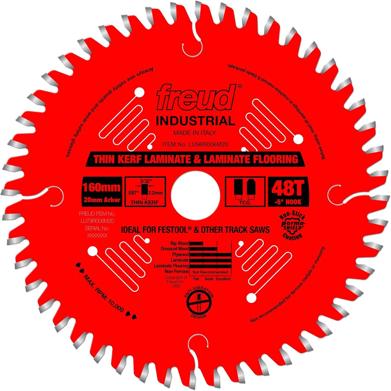 Freud LU96R006M20: 160mm x 48T mm Thin Kerf Double Sided Laminate/Melamine