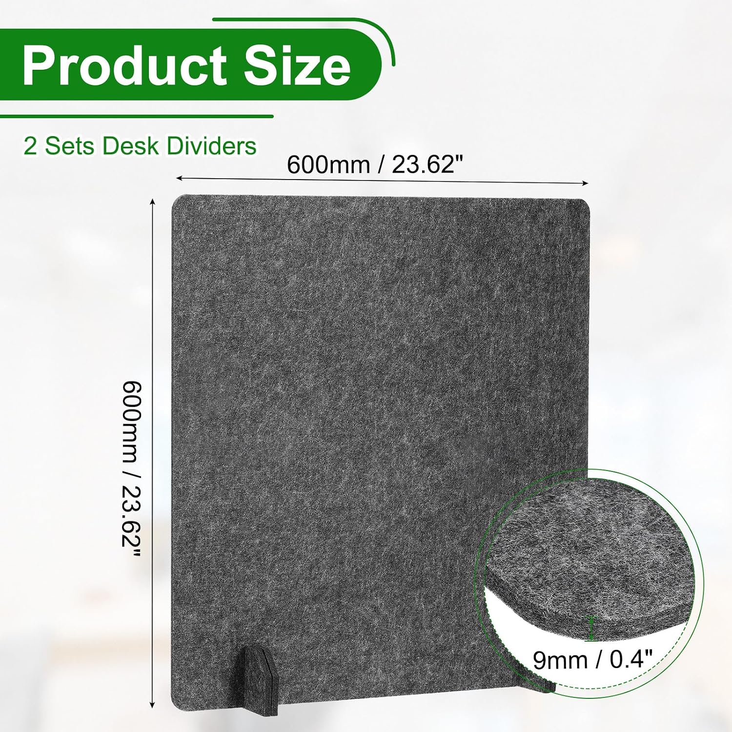 PATIKIL Desk Dividers 24" x 24", 2 Pack Desk Privacy Panel Freestanding Noise Reducing Partition Acoustic Panel with 4Pcs Support Feet for Testing Office Home Library, Dark Gray Style C
