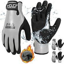 HANDLANDY 2 Pairs Waterproof Work Gloves for Cold Weather, Insulated Winter Freezer Work Gloves with Grip for Men & Women