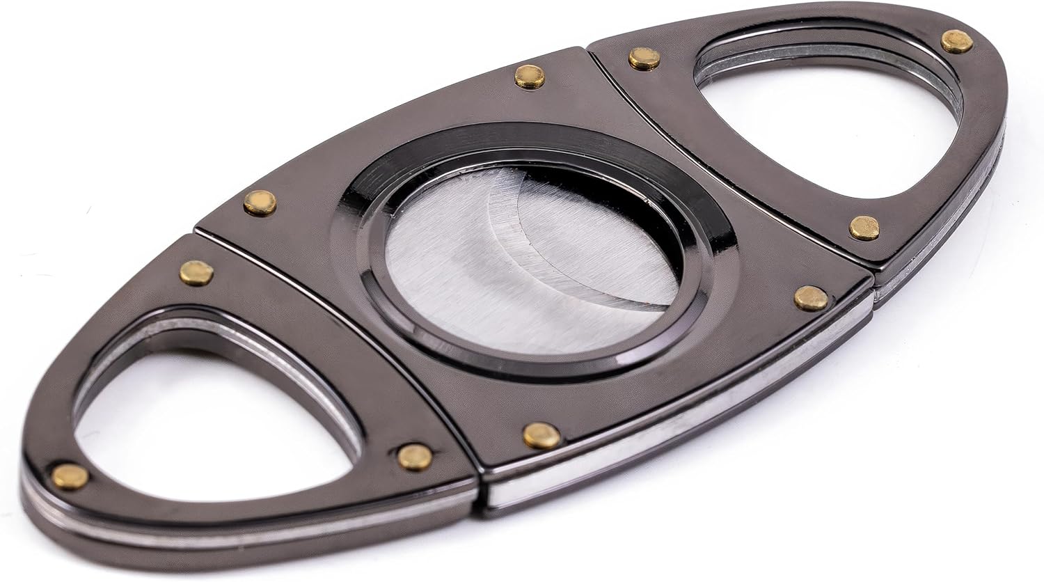 Prestige Import Group - Metal Guillotine Cutter with Stainless Steel Edge Inlay & Rivet Style Screws - Cuts up to 56 Ring Gauge - Color: Gold
