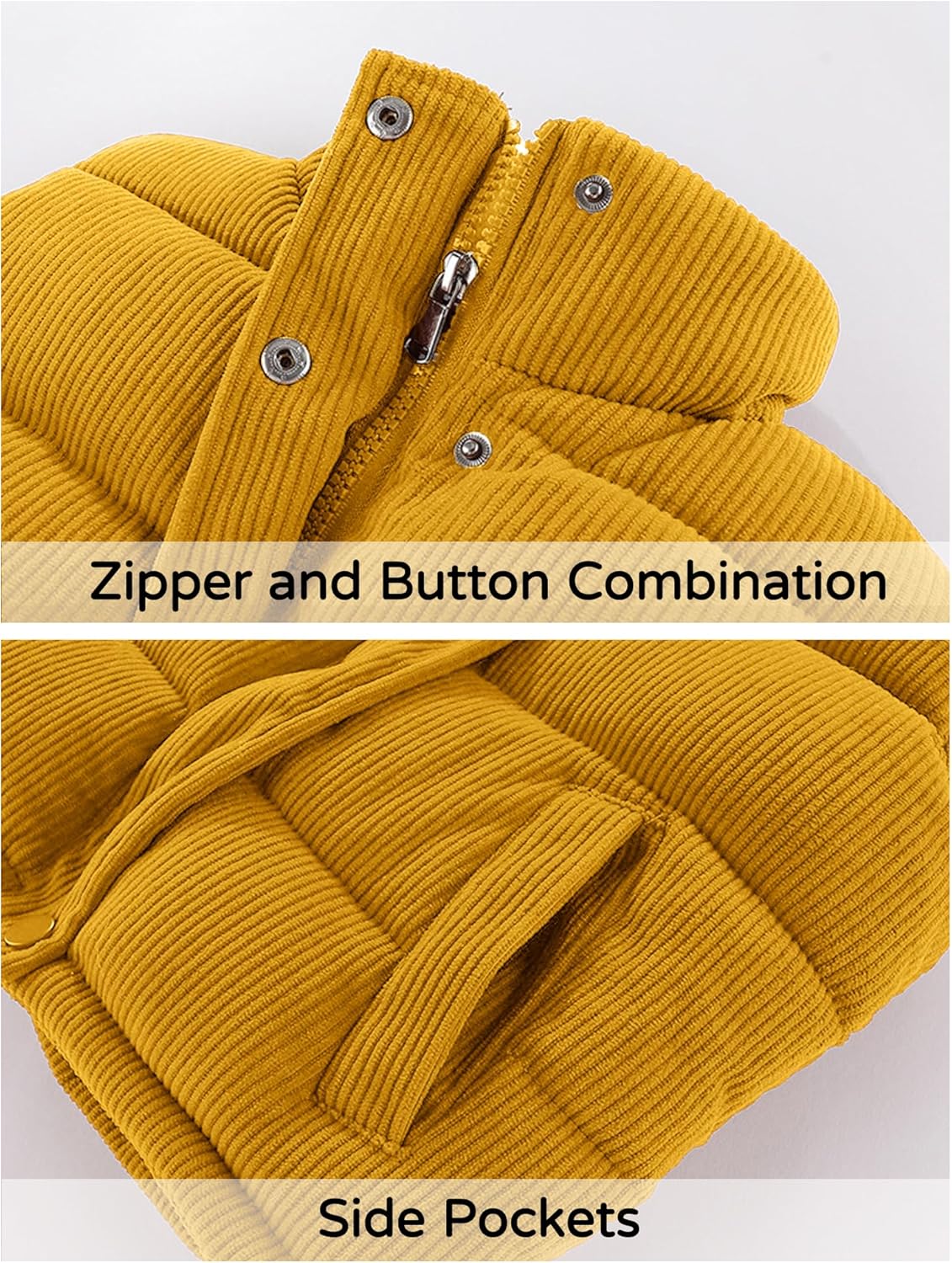 Happy Cherry Corduroy Vest for Toddler Baby Sleeveless Winter Jacket Stand Collar Thick Warm Coat 1-10Y - Image 4