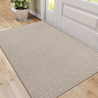 DEXI Schmutzfangmatte Innen 80 x 120 cm, rutschfest Fußmatte waschbar, absorbierend Fussmatte, Dünne Türmatte Eingangsteppich für Haustür & Flur, Beige